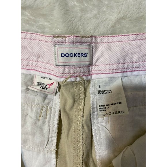 Dockers Women’s Sz 8 Polyester Capri Crop Pants Tan Beige Run For The Cure - Picture 10 of 11